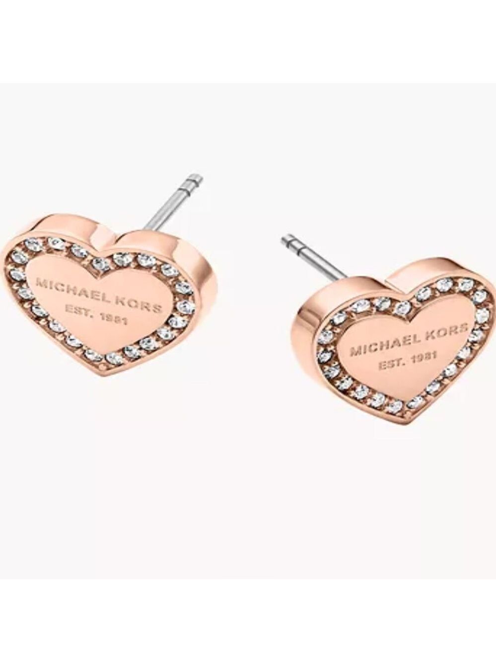 Michael Kors Pave Heart Earrings Rose Gold Tone NWT